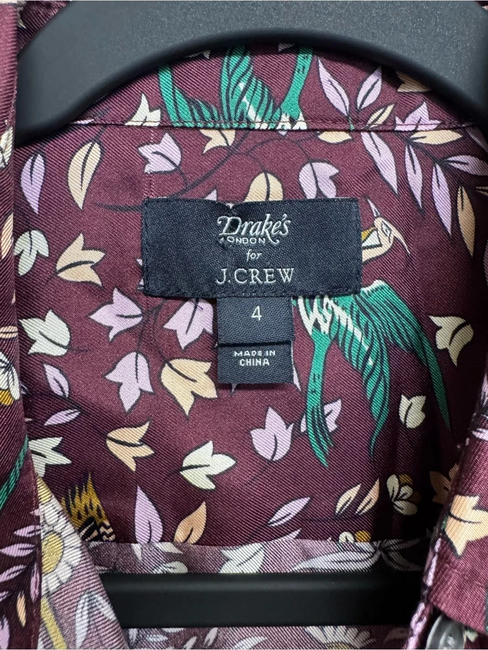 Drakes J Crew Collection Women’s Shirt 4 Bird Of Paradise Blouse Silk Burgundy